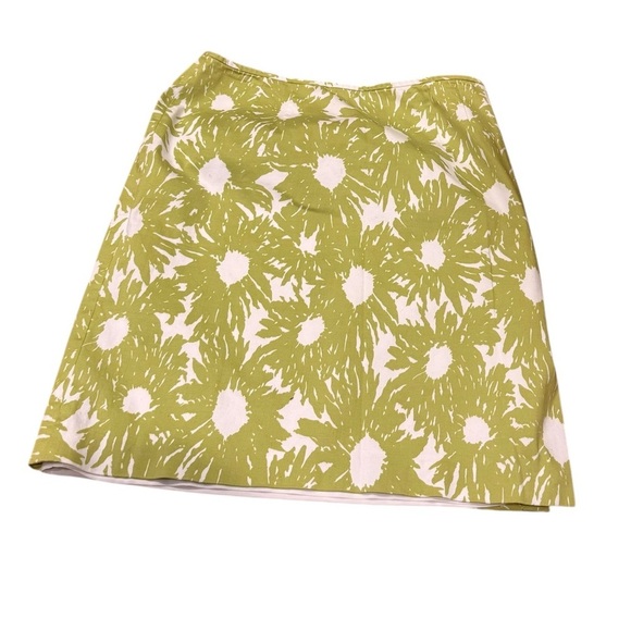 Talbots Women Sz 6 Tropical Floral Cotton Pencil Skirt Knee Length Green & White - Picture 5 of 9